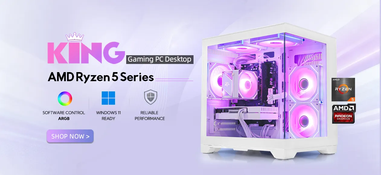 HOENGAGER King Series gaming desktop PC with a clean performance-focused design