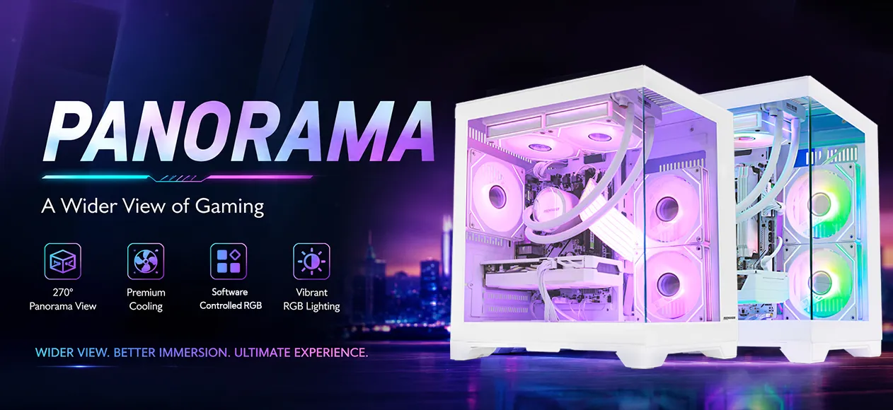 HOENGAGER Panorama gaming PC series with panoramic glass case design