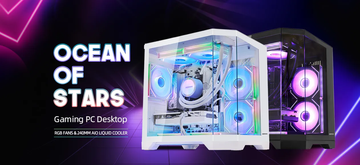HOENGAGER gaming desktop series with modern RGB aesthetic design
